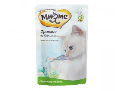 Влажный Корм Мнямс Для Кошек Фрикасе По-Парижски Кролик и Травы 85г   