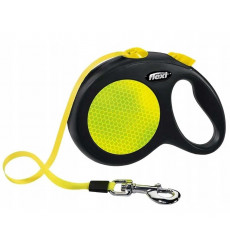 Рулетка Для Собак Мелких Пород Flexi (Флекси) Трос XS 3м До 8кг Черный/Неон Neon Safety Plus
