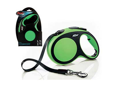 Рулетка Для Собак Крупных Пород Flexi (Флекси) Ремень 5м До 60кг New Comfort L Зеленый
