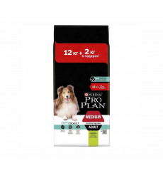 Сухой Корм Pro Plan (ПроПлан) Для Собак Средних Пород с чувствительным Пищеварением Ягненок OPTI Digest Sensitive Digestion Medium Adult 12кг + 2кг АКЦИЯ (1*1)