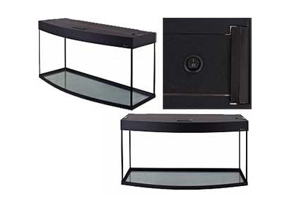 Аквариум AquaPlus (Аква Плюс) LUX Ф170 170л 100*40*50см-6мм/8мм Черный Фигурный Со Светильником 2*30Вт 158946