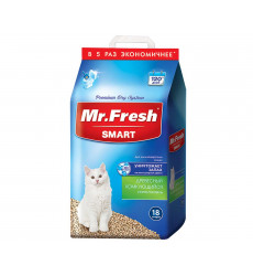 Наполнитель Для Кошачьего Туалета Mr.Fresh (Мистер Фреш) Smart Древесный Комкующийся Для Длинношерстных Кошек 18л F606