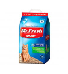 Наполнитель Mister Fresh (Мистер Фрэш) Smart 18л Древесный Комкующийся для Короткошерстых Кошек F603