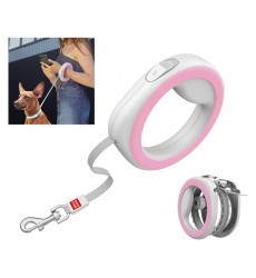 Поводок-Рулетка Для Собак Collar Waudog (Коллар Ваудог) R-Leash Xs-M Круглая 2,9м До 40кг Лента Розовый 81277
