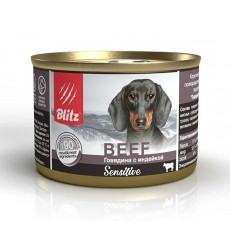 Консервы Для Собак и Щенков Blitz (Блиц) с Чувствительным Пищеварением Говядина и Индейка Паштет Sensitive Dog Beef & Turkey Pate 200г 681501