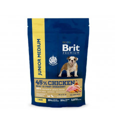 Сухой Корм Brit (Брит) Для Молодых Собак Средних Пород 10-25кг Курица Premium Dog Junior Medium 1кг 5050253