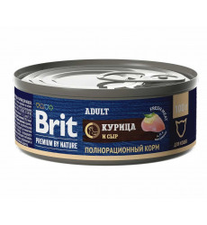 Консервы Brit (Брит) Для Кошек Курица и Сыр Premium By Nature 100г 5051236