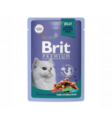 Влажный Корм Brit (Брит) Для Стерилизованных Кошек Утка и Яблоко в Желе Premium 85г (1*24) 5050208