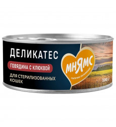 Влажный Корм Мнямс Для Стерилизованных Кошек Говядина и Клюкв Паштет По-Шведски Delicatesse 100г
