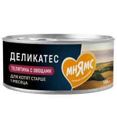 Влажный Корм Мнямс Для Котят Телятина и Овощи Паштет По-Бельгийски Delicatesse 100г