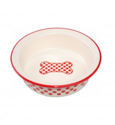 Миска №1 Керамическая Рисунок Красный Горох Косточка 150мл 12,5*4см Мкр452 