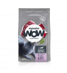 Сухой Корм Alphapet (Альфапет) Wow Superpremium Для Кошек Утка и Потрошки 750г  50884