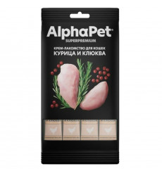 Лакомство Alphapet (Альфапет) Superpremium Для Кошек Крем Курица и Клюква 48г 