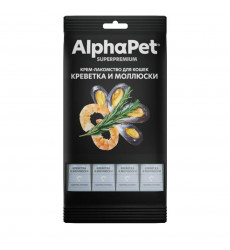 Лакомство Alphapet (Альфапет) Superpremium Для Кошек Крем Креветки и Моллюски 48г