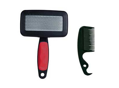 Щетка-Пуходерка Для Собак Trixie (Трикси) Мягкая с Пластиковой Ручкой + Расческа 19*12см 23464 