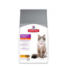 Hills (Хиллс) Science Plan Sensitive Skin & Stomach Сухой Корм Для Кошек Для Здоровья Кожи и Пищеварения Курица 1,5кг