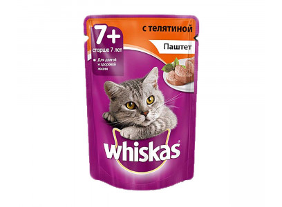 Влажный Корм Whiskas (Вискас) 8+ Для Пожилых Кошек Старше 8 Лет Мясной Паштет Из Телятины 85г (1*24) 