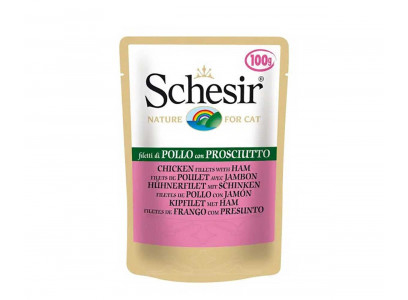 Влажный Корм Schesir (Шезир) Для Кошек Курица и Ветчина в Желе Nature for Cat Chicken & Ham 100г (1*20) 