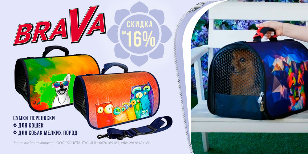 Акция на сумки-переноски BraVa для кошек и собак! Скидка до 16%!