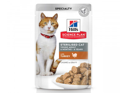Влажный Корм Hills (Хиллс) Для Стерилизованных Кошек и Котят От 6 Месяцев До 6 Лет Индейка Science Plan Sterilised Cat Young Adult 85г 604013 