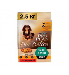 Сухой Корм Pro Plan (ПроПлан) Для Собак Мелких и Миниатюрных Пород Говядина и Рис Duo Delice Small Breed 2,5кг (1*4) 