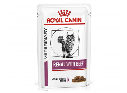 Лечебный Влажный Корм Royal Canin (Роял Канин) Для Кошек При Почечной Недостаточности Говядина Veterinary Diet Feline Renal Beef 85г  