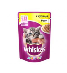 Влажный Корм Whiskas (Вискас) Для Котят Рагу с Курицей 85г (1*24)