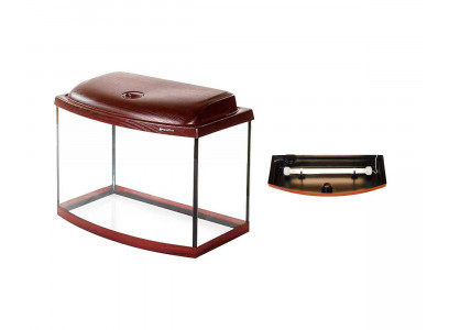 Аквариум AquaPlus (Аква Плюс) STD Ф50 Фигурный 46л 50*30*35см Махагон Со Светильником Std 1*14вт 081862 