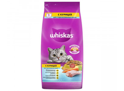 Сухой Корм Whiskas (Вискас) Для Стерилизованных Кошек и Кастрированных Котов Курица 5кг (1*1) 