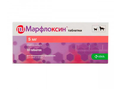 Марфлоксин 5мг Для Собак и Кошек Для Лечения Заболеваний Бактериальной и Микроплазменной Этиологии  №10 Таблеток KRKA