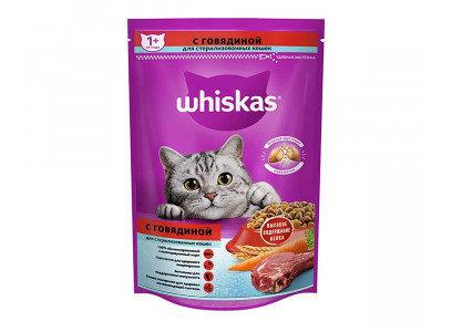 Сухой Корм Whiskas (Вискас) Для Стерилизованных Кошек Вкусные Подушечки Говядина 350г (1*11) 
