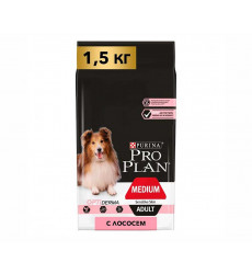 Сухой Корм Pro Plan (Проплан) Для Собак Средних Пород с Чувствительной Кожей  Лосось и Рис OPTI Derma Sensitive Skin Medium Adult 1,5кг (1*6)