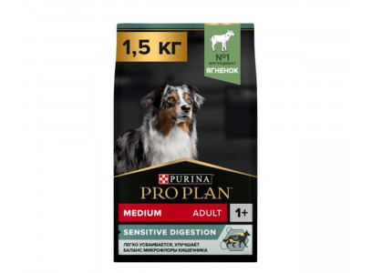Сухой Корм ProPlan (Проплан) Для Собак Средних Пород с Чувствительным Пищеварением Ягненок и Рис Adult Dog Optidigest Medium Sensitive Digestion 1,5кг (1*6) 