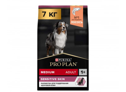 Сухой Корм Pro Plan (Проплан) Для Собак Средних Пород с Чувствительной Кожей Лосось и Рис Medium Sensitive Skin 7кг (1*1) 