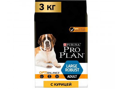 Сухой Корм Pro Plan (Проплан) Для Собак Крупных Пород с Мощным Телосложением Курица и Рис OPTI Balance Large Robust Adult 3кг (1*4) 