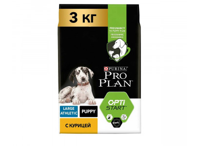 Сухой Корм Pro Plan (Проплан) Для Щенков Крупных Пород с Атлетическим Телосложением Курица и Рис 3кг (1*4) 