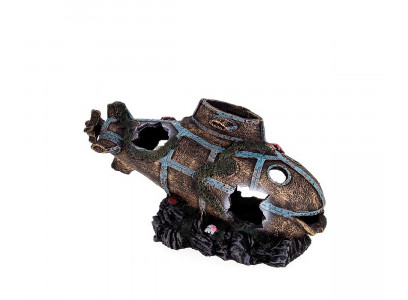 Декорация Для Аквариума Prime (Прайм) Затонувшая Подводная Лодка Пластик 300*112*180мм Pr-Сн2609