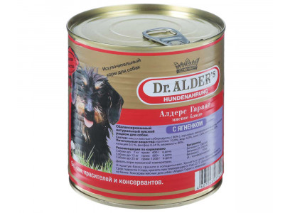 Консервы Dr.Alders (Доктор Алдерс) Для Собак Гарант Мясное Блюдо Ягненок Garant 750г 