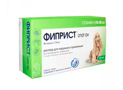 Фиприст Спот-Он Капли От Блох и Клещей Для Собак 10-20кг 134мг/1,34мл KRKA 1шт (1*3) 