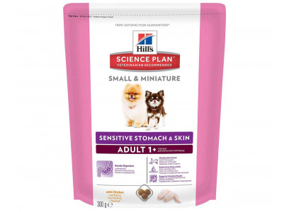 Hills (Хиллс) Science Plan Small & Miniature Sensitive Skin & Stomach Сухой Корм Для Собак Мелких и Миниатюрных Пород Для Здоровья ЖКТ Кожи и Шерсти Курица 300г 