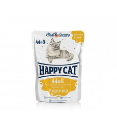 Влажный Корм Happy Cat (Хэппи Кэт) Для Кошек Курочка Ломтики в Соусе 100г