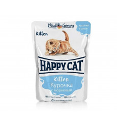 Влажный Корм Happy Cat (Хэппи Кэт) Для Котят Курица и Морковь в Соусе Chicken 100г