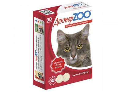Доктор Zoo (Доктор Зоо) Мультивитаминное Лакомство Для Кошек Здоровье Кожи и Шерсти 90таб 