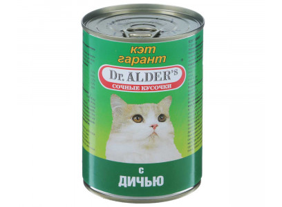 Консервы Dr.Alders (Доктор Алдерс) Для Кошек Гарант Сочные Кусочки Дичь Cat Garant 415г (1*12) 