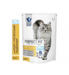 Сухой Корм Perfect Fit (Перфект Фит) Для Взрослых Кошек с Чувствительным Пищеварением Лосось Sensitive 650г (1*10)