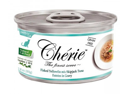Консервы Pettric (Пэттрик) Cherie Для Кошек Тунец в Подливке Flaked Yellowfin mix Skipjack Tuna Entrées in Gravy 80г