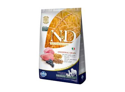 Сухой Корм Farmina (Фармина) Для Собак Средних Пород Ягненок и Голубика, Спельта и Овес Низкозерновой Natural & Delicious Low Grain Adult Dog MEDIUM Spelt, Oats, Lamb & Blueberry 12кг