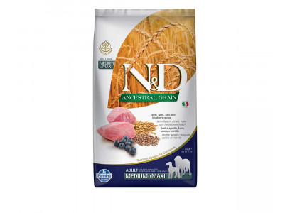 Сухой Корм Farmina (Фармина) Для Собак Средних Пород Ягненок и Голубика, Спельта и Овес Низкозерновой Natural & Delicious Low Grain Adult Dog MEDIUM Spelt, Oats, Lamb & Blueberry 2,5кг 