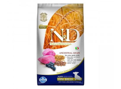 Сухой Корм Farmina (Фармина) Для Щенков Мелких Пород Ягненок и Голубика Natural & Delicious Low Grain Puppy Mini Spelt, Oats, Lamb & Blueberry 2,5кг 
