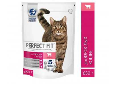 Сухой Корм Perfect Fit (Перфект Фит) Для Взрослых Кошек Говядина Adult 650г (1*10) 